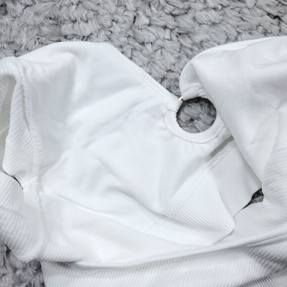 Aerie O-Ring Seamless Ribbed Unlined Cropped Bra Top Bralette Size Small White - Picture 5 of 5